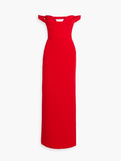 SOLACE LONDON Serina off-the-shoulder crepe maxi dress