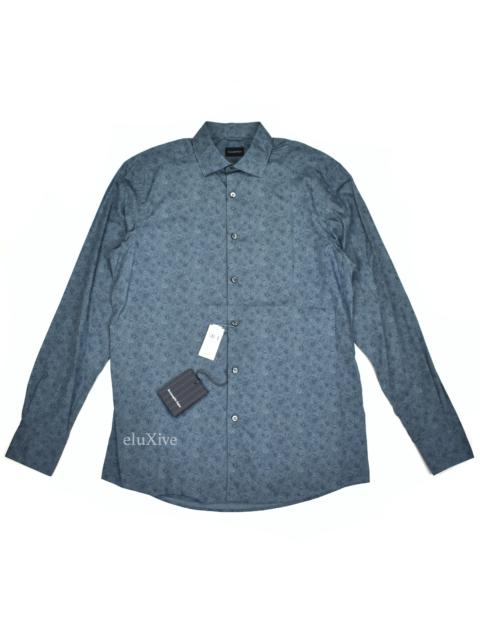 ZEGNA Ermenegildo Zegna Slate Floral Print Button Down Shirt