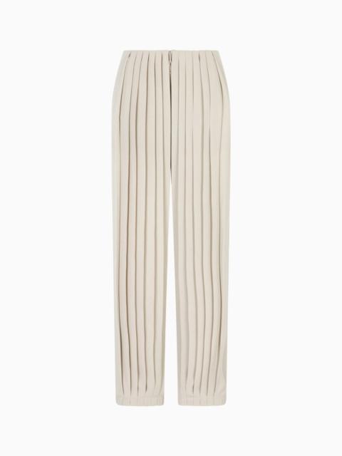 GIORGIO ARMANI ASV PLEATED TRIPLE SILK GEORGETTE TROUSERS
