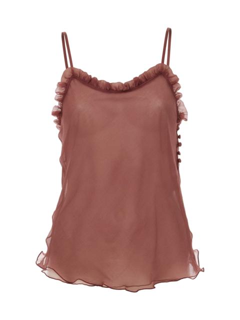Chloé Ruffled Sheer Tulle Camisole Top pink