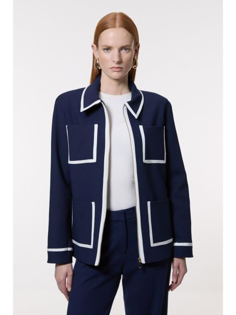 KAREN MILLEN Compact Stretch Tipped Pocketed Tailored Jacket