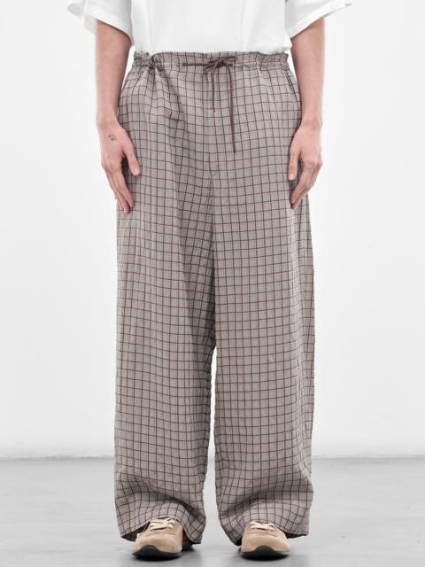 HED MAYNER Gray Plaid Drawstring Baggy Pants