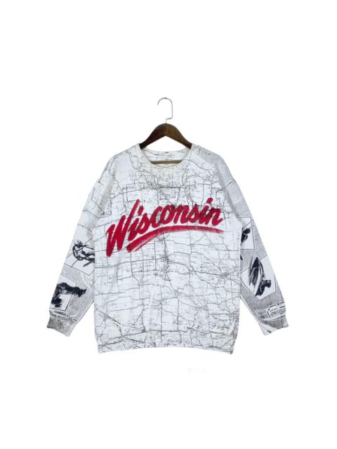 Other Designers Vintage 90s Wisconsin All Over Print Sweatshirt