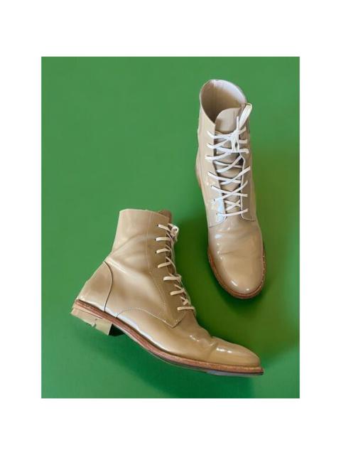 Freda Salvador Tan Patent Leather Ankle Boots Womens Sz 10 10.5 EU 41 $498