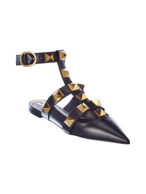 Valentino Valentino Roman Stud Leather Ankle Strap Flat