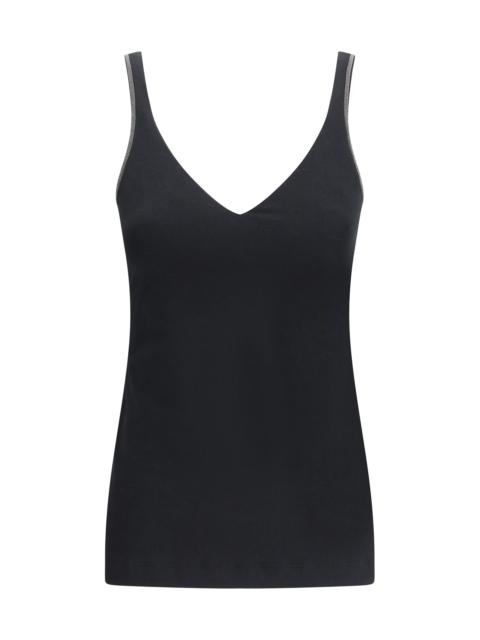 Brunello Cucinelli Brunello Cucinelli Embellished Cotton Top Black