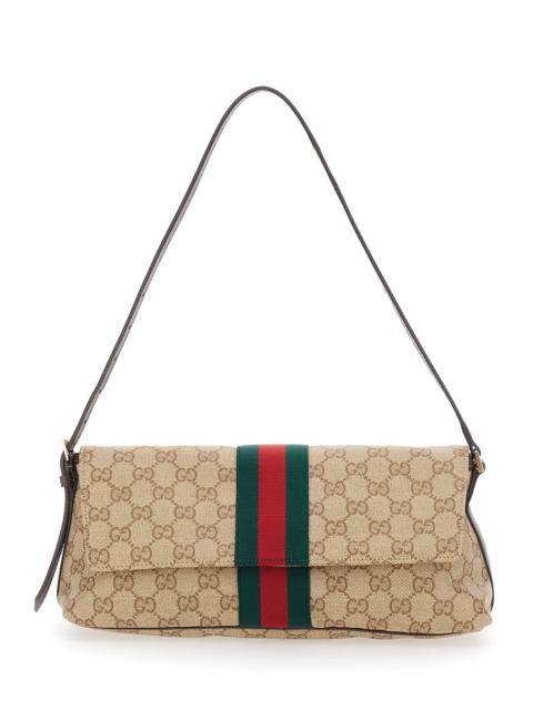GUCCI Gucci Women 'Madison' Beige Medium Shoulder Bag With Web Stripe In Gg Canvas For Women