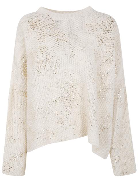 Avant Toi Avant Toi Women "Moss" Stitch Round Neck Over Pullover With Shadows, Lamination And Studs