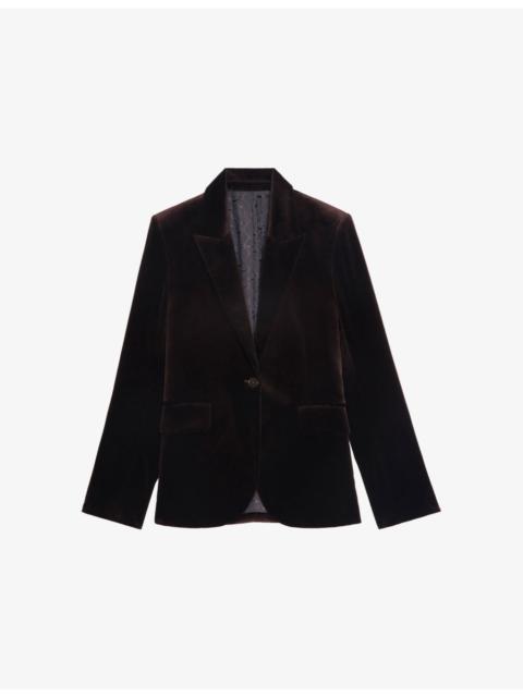 Zadig & Voltaire Vavy padded-shoulder cotton-velvet blazer