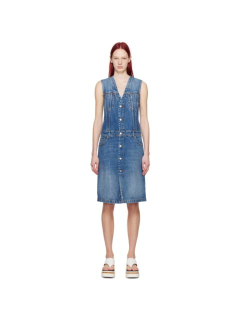 Stella McCartney Blue Paneled Denim Midi Dress