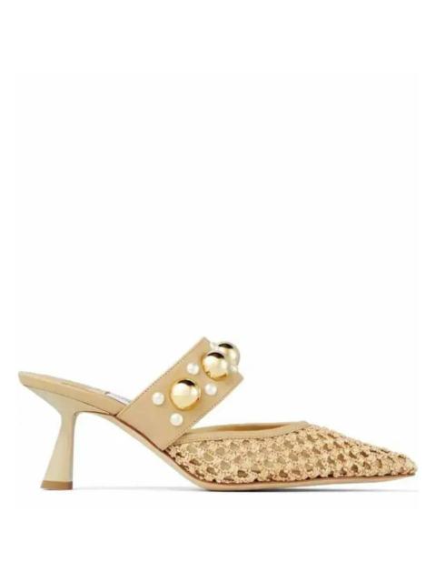 JIMMY CHOO Jimmy Choo Basette 65 Pointed-Toe Raffia Mules, Brand Size 34.5 ( US Size 4.5 )