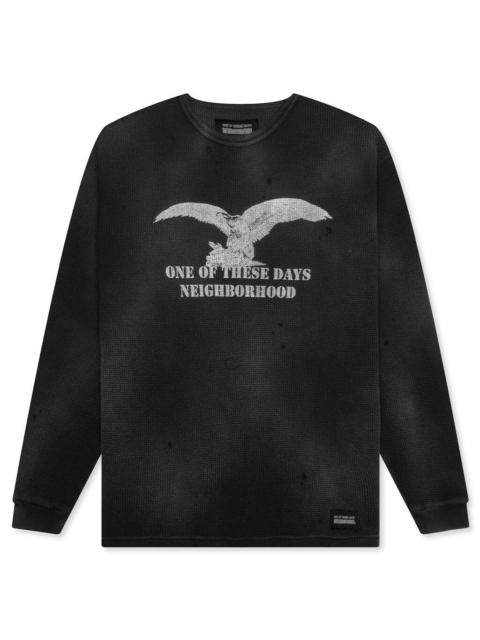NEIGHBORHOOD NEIGHBORHOOD X ONE OF THESE DAYS WAFFLE FABRIC L/S CREWNECK - BLACK