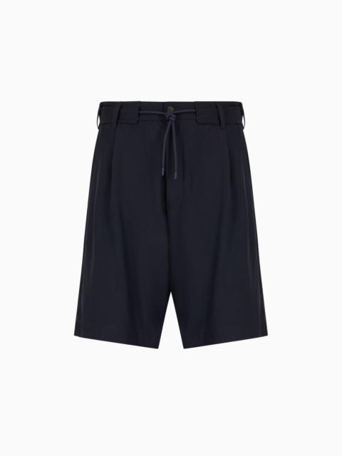 EMPORIO ARMANI ASV PEACHSKIN LYOCELL BERMUDA SHORTS WITH DARTS AND DRAWSTRING