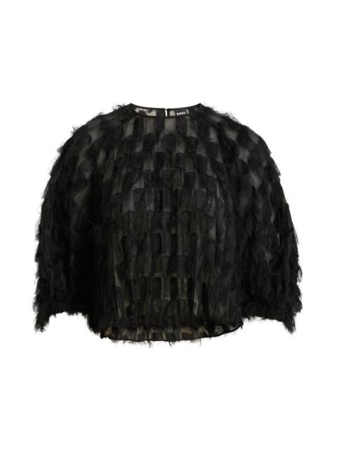 BOSS BOSS Baima Fray Texture Top in Black at Nordstrom