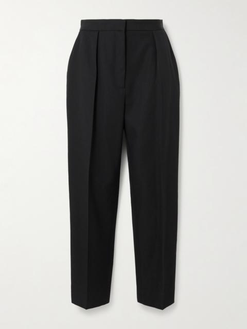 Balmain Pleated Grain De Poudre Wool Tapered Pants