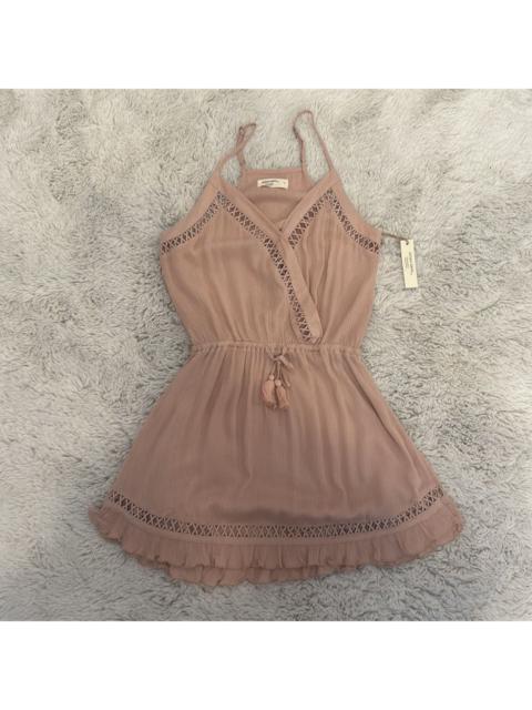 Other Designers Ocean Drive Blush Pink Surplice Wrap Style Dress with Crochet Ruffles Trim