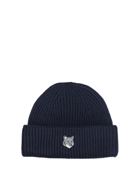 Maison Kitsuné Maison Kitsuné Fox Head Beanie Blue