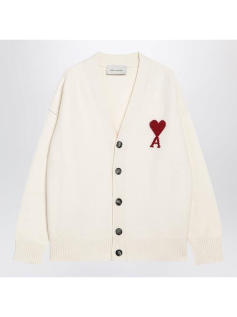 AMI Paris Ami Paris Ami De Coeur White Wool Cardigan Men