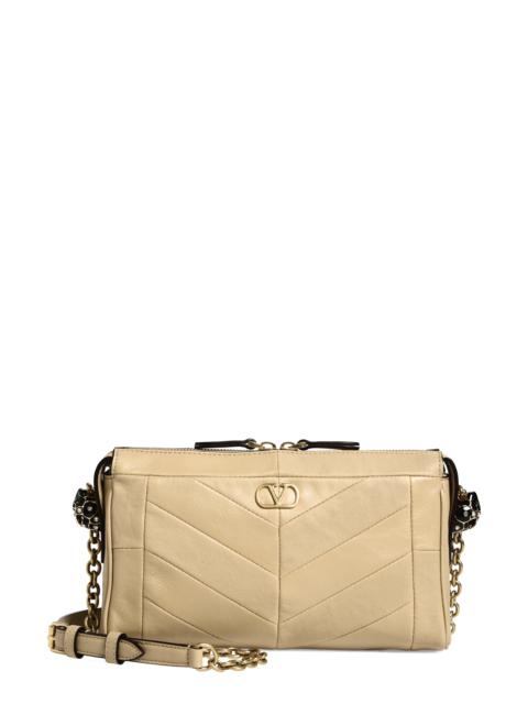 Valentino Valentino Garavani Small Panthea Chevron Patchwork Leather Shoulder Bag in Beige at Nordstrom