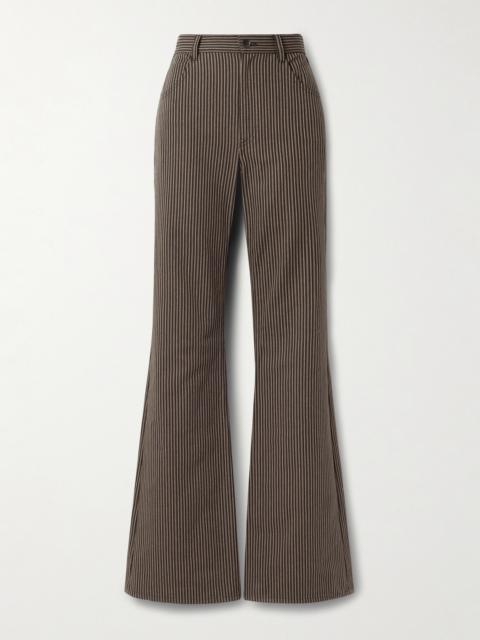 NILI LOTAN Roe Striped Cotton-twill Flared Pants