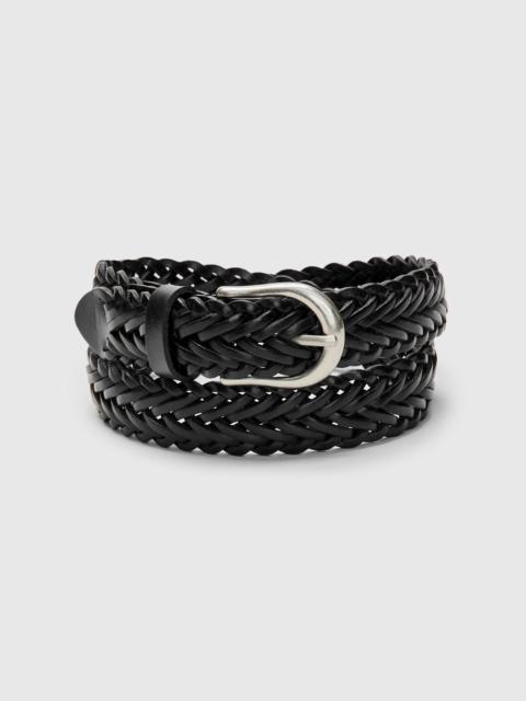 BEAMS PLUS Braided Leather Mesh Belt in Black