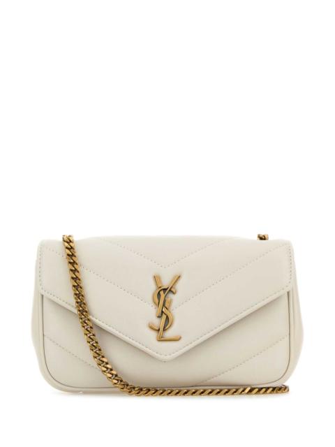 SAINT LAURENT Saint Laurent Women Ivory Leather Mini Loulou Crossbody Bag