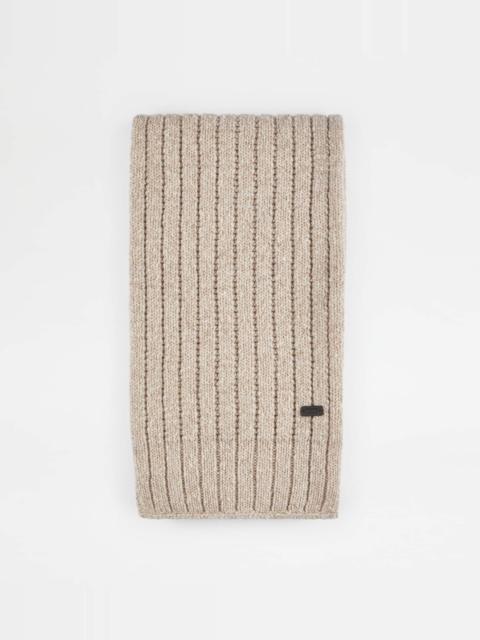 Tod's CASHMERE BLEND SCARF - WHITE