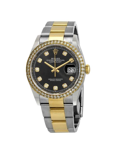 ROLEX Rolex Datejust 36 Black Diamond Dial Men's Steel and 18kt Yellow Gold Oyster Watch 126283BKDO