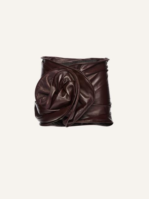 MAGDA BUTRYM Draped leather mini skirt in burgundy