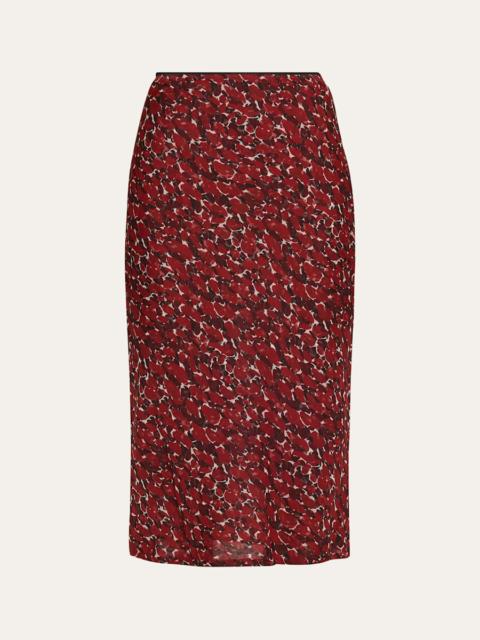 SAINT LAURENT Printed Cotton-Silk Midi Skirt