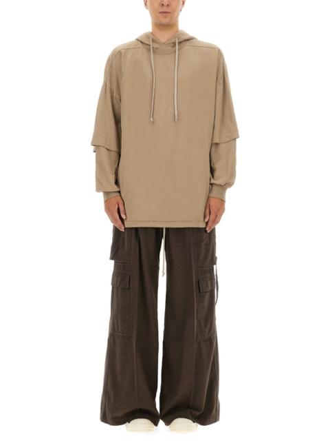 Rick Owens DRKSHDW FELPA TOMMY HUSTLER IN COTONE CON CAPPUCCIO