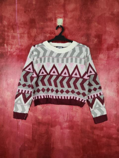 Other Designers Japanese Brand - Anap White Purple Navajo Abstract Knitwear Crop Tops