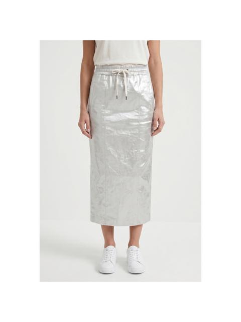 Brunello Cucinelli Brunello Cucinelli Wosilver Linen Blend Straight Skirt