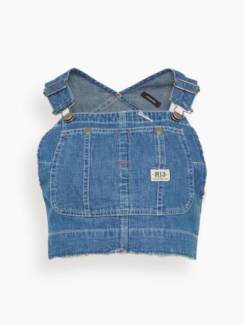 R13 Overall Bib Bustier in Noise Blue