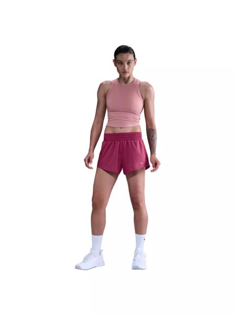 Nike One Women's Dri-FIT Mid-Rise 3" Brief-Lined Shorts -Beet Purple