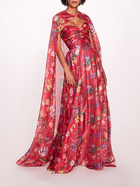 Marchesa RIBBONS CAPE GOWN