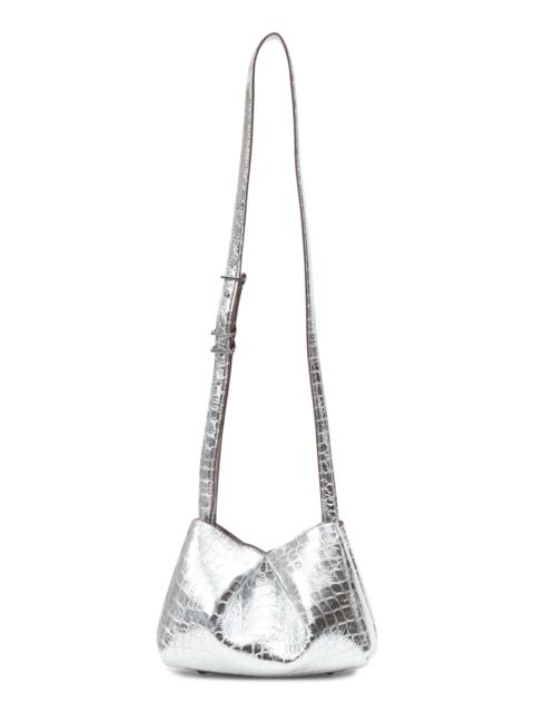rag & bone rag & bone Small Bloom Croc Embossed Metallic Leather Crossbody Bag in Silver at Nordstrom