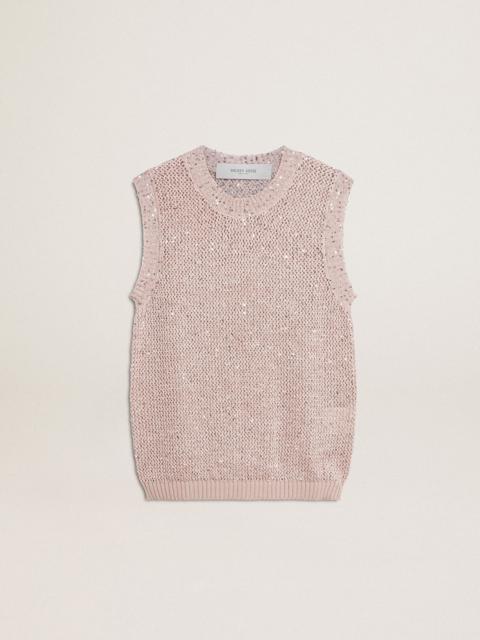 Golden Goose Mesh knit top with sequins and contrasting details