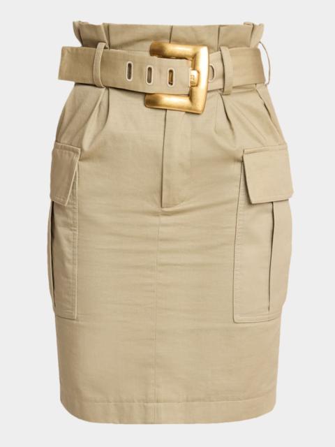 Balmain Belted Cargo Pencil Skirt