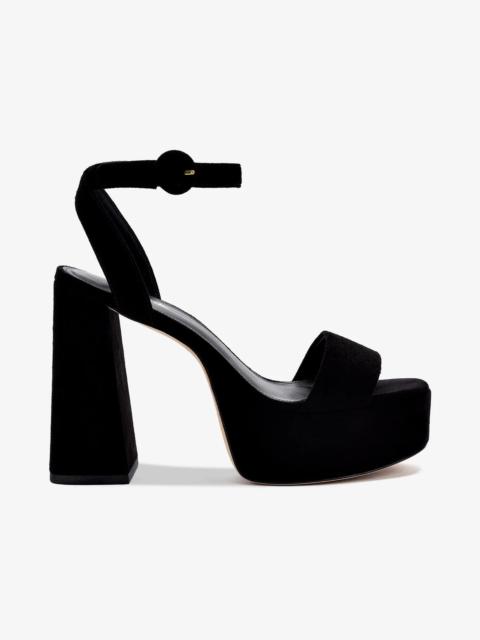 Larroudé Dolly Sandal In Black Suede