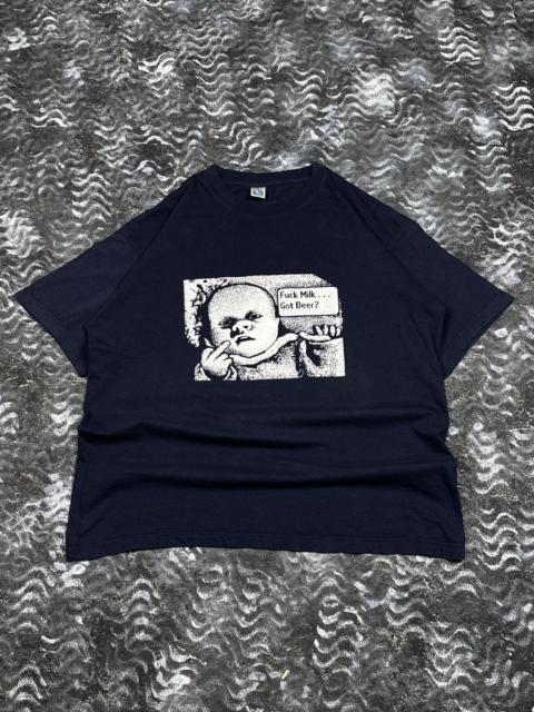 Other Designers Vintage Fuck Milk Got Beer Print Crazy Humour T-Shirt