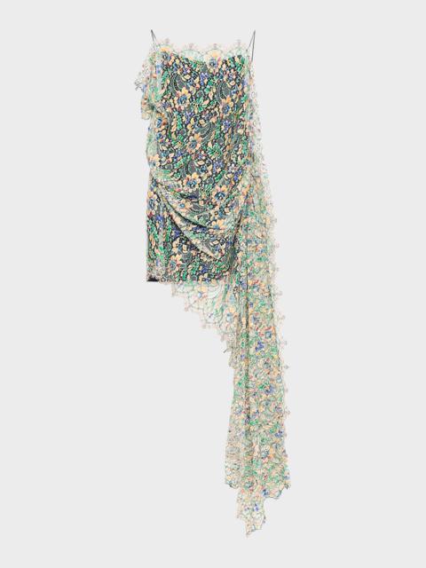 CHRISTOPHER ESBER Draped Hand-Painted Lace Dress