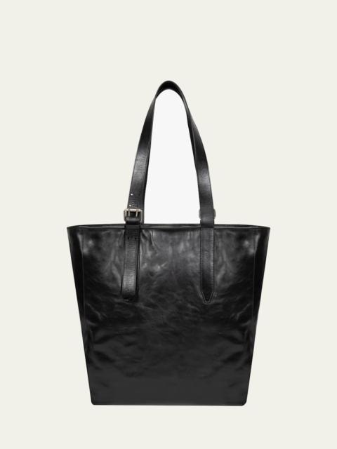 Dries Van Noten Men's Leather Messenger Bag with Shoulder Strap