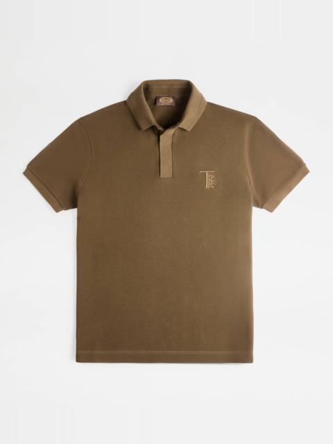 Tod's POLO SHIRT IN PIQUET - BROWN