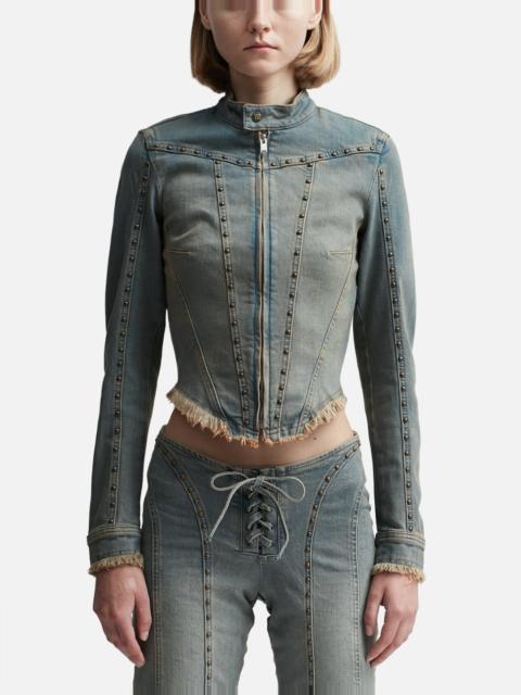 MISBHV SUNSET WASH DENIM JACKET WITH STUDS  BLUE