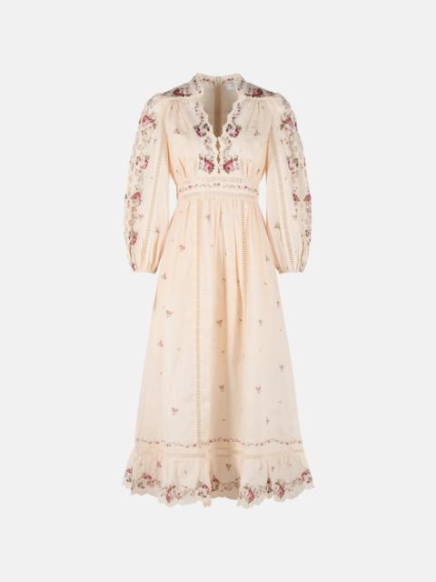 Zimmermann LONG 'PATIENCE' PEACH LINEN DRESS