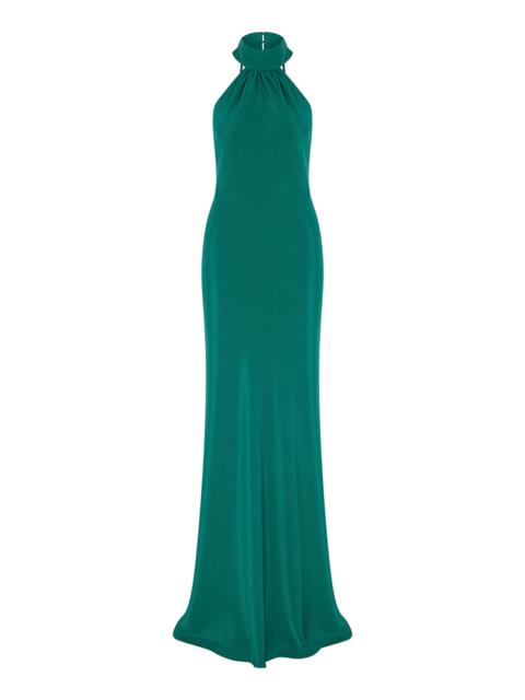 ILA Venus Satin Maxi Halter Dress green