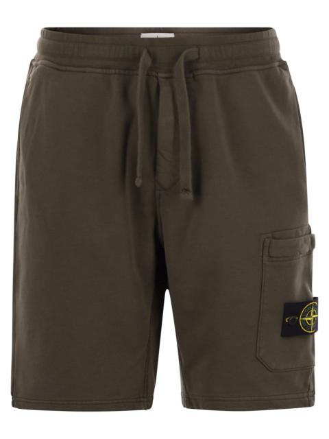 Stone Island Men Cargo Bermuda Shorts With Pockets And Drawstring Waistband