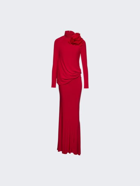 MAGDA BUTRYM Long Open Back Dress With High Neck Red
