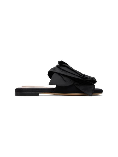 Simone Rocha Black Pressed Rosette Slides